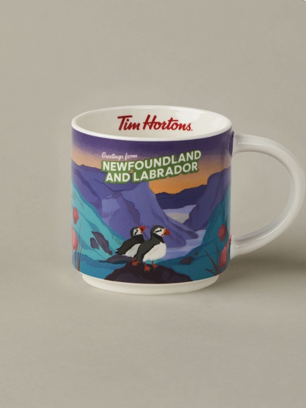 Tim Hortons Newfoundland and Labrador Puffin Souvenir Mug - Purple